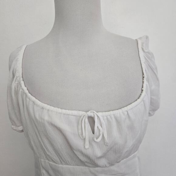 Hollister Babydoll Milkmaid Cropped Top White Smocked Coquette Women Medium - Picture 5 of 12